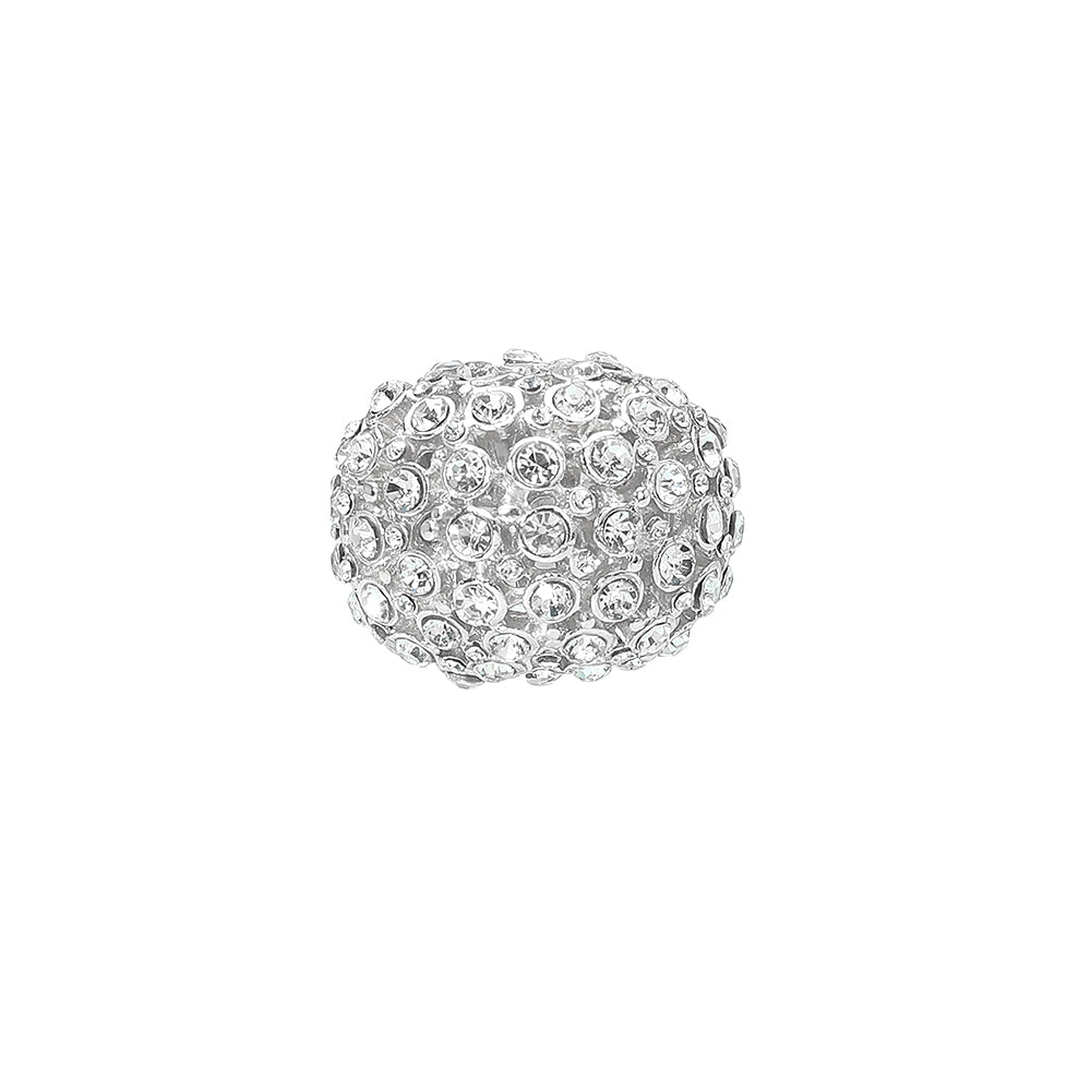 Madeline Love Clear, Rhodium Rhinestone Paved Dome Stretch Statement Ring - Hair Accessories - desc