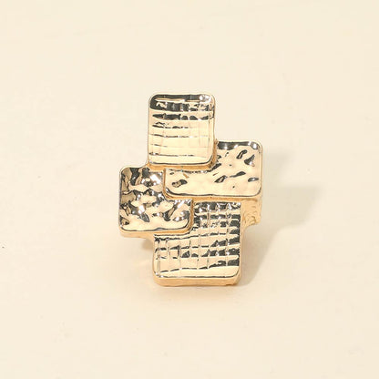 Madeline Love Gold Geometric Textured Metal Accent Stretch RIng - Hair Accessories