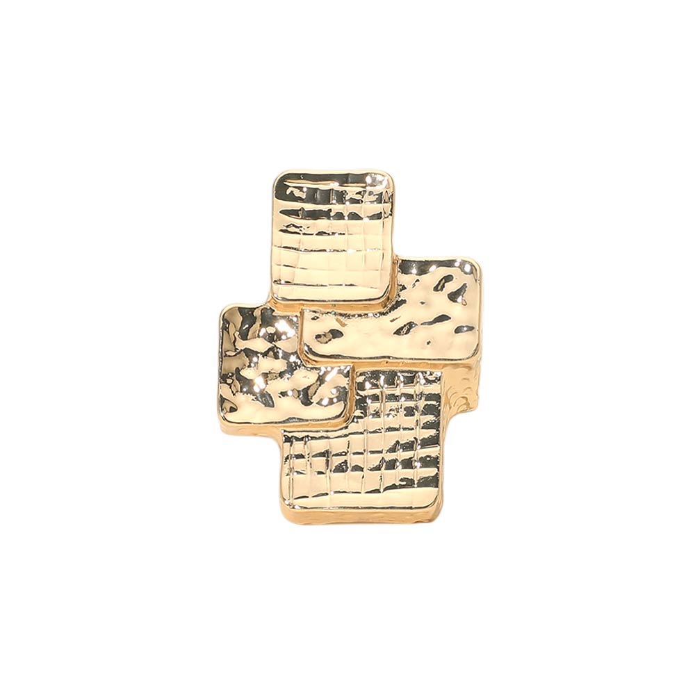 Madeline Love Gold Geometric Textured Metal Accent Stretch RIng - Hair Accessories - desc