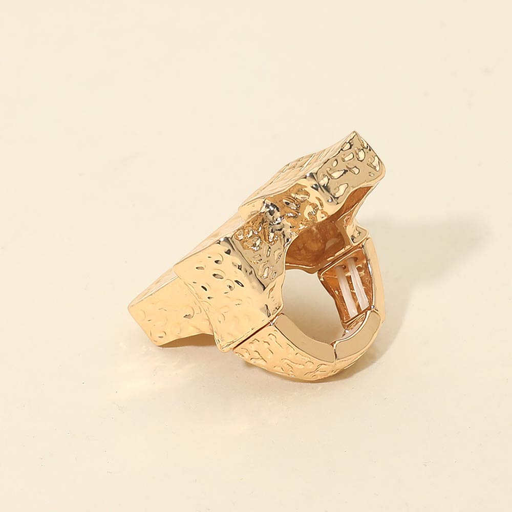 Madeline Love Gold Geometric Textured Metal Accent Stretch RIng - Hair Accessories - extra