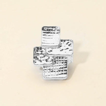 Madeline Love Rhodium Geometric Textured Metal Accent Stretch RIng - Hair Accessories
