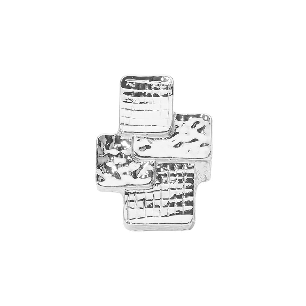 Madeline Love Rhodium Geometric Textured Metal Accent Stretch RIng - Hair Accessories - desc
