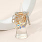 Madeline Love AB, Gold Rhinestone Pave High Heel Flower Lipstick Stretch Ring - Hair Accessories