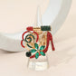 Madeline Love Gold, Green, Red Rhinestone Pave High Heel Flower Lipstick Stretch Ring - Hair Accessories