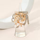 Madeline Love Cream, Gold Rhinestone Pave High Heel Flower Lipstick Stretch Ring - Hair Accessories
