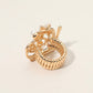 Madeline Love Cream, Gold Rhinestone Pave High Heel Flower Lipstick Stretch Ring - Hair Accessories - desc