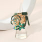 Madeline Love Gold, Green Rhinestone Pave High Heel Flower Lipstick Stretch Ring - Hair Accessories