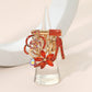 Madeline Love Gold, Orange Rhinestone Pave High Heel Flower Lipstick Stretch Ring - Hair Accessories