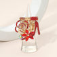 Madeline Love Gold, Red Rhinestone Pave High Heel Flower Lipstick Stretch Ring - Hair Accessories