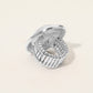 Madeline Love Rhodium, White Oval Pearl Halo Stretch Ring - Hair Accessories - desc