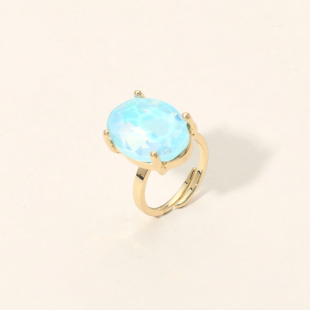 Madeline Love Blue, Opal Bold Oval Stone Cluster Accent Adjustable Ring - Jewelry