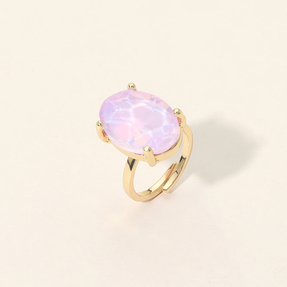 Madeline Love Lavender, Opal Bold Oval Stone Cluster Accent Adjustable Ring - Jewelry
