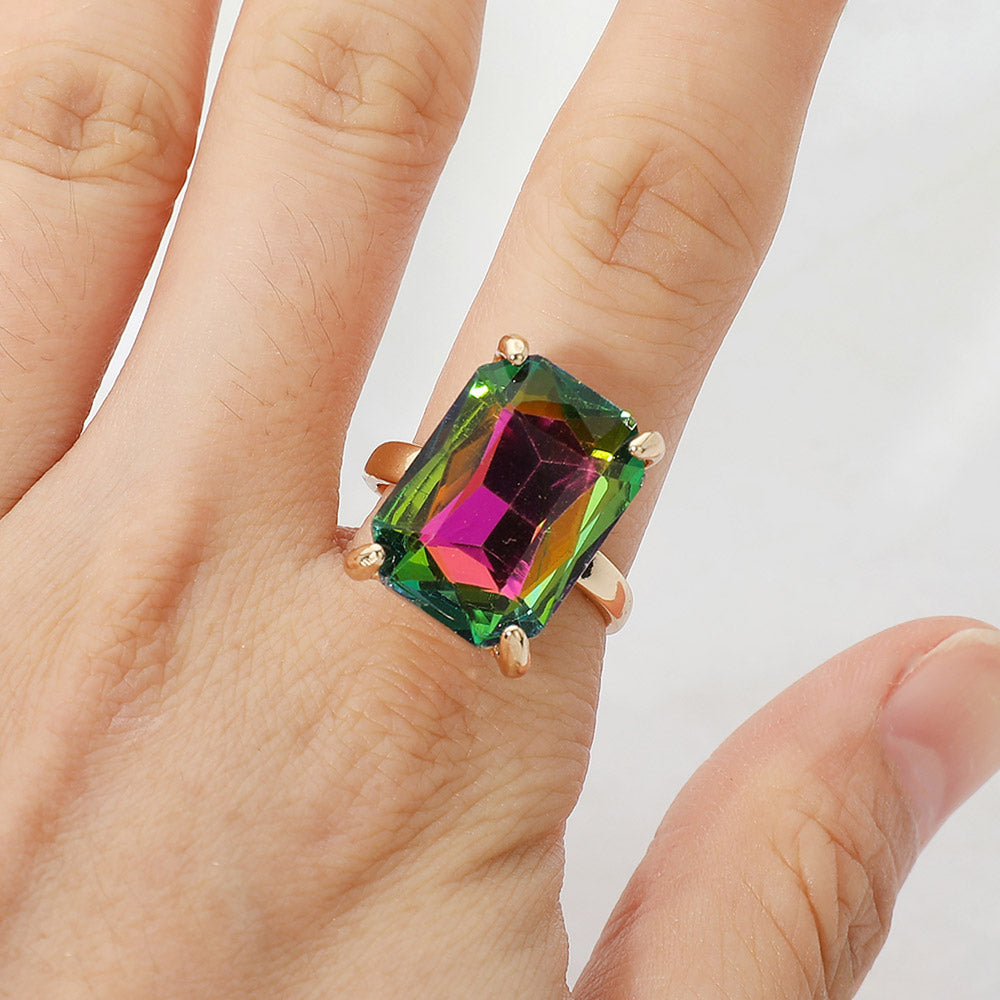 Madeline Love Vitrail Medium Bold Emerald Cut Stone Cluster Accent Adjustable Ring