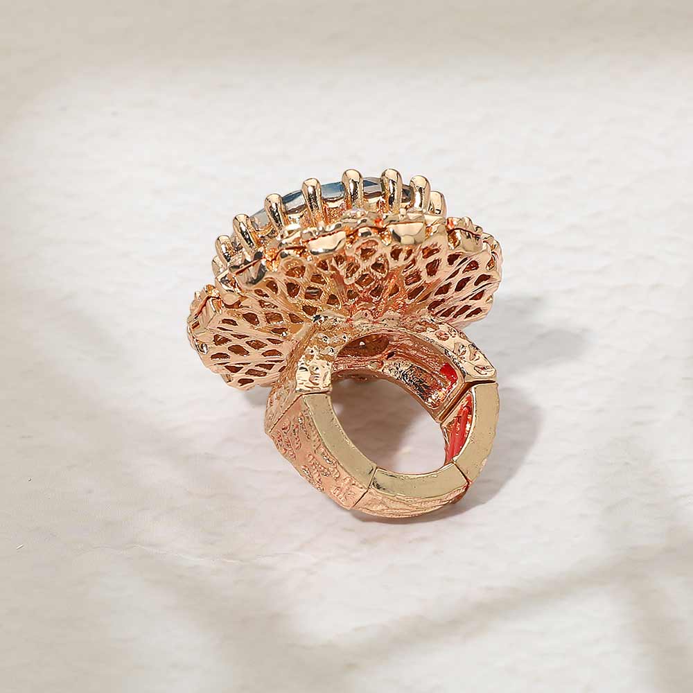Madeline Love Gold, Vitrail Medium Round Center Stone Accent Stretch Ring - Hair Accessories - extra