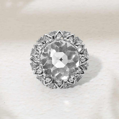 Madeline Love Rhodium Round Center Stone Accent Stretch Ring - Hair Accessories