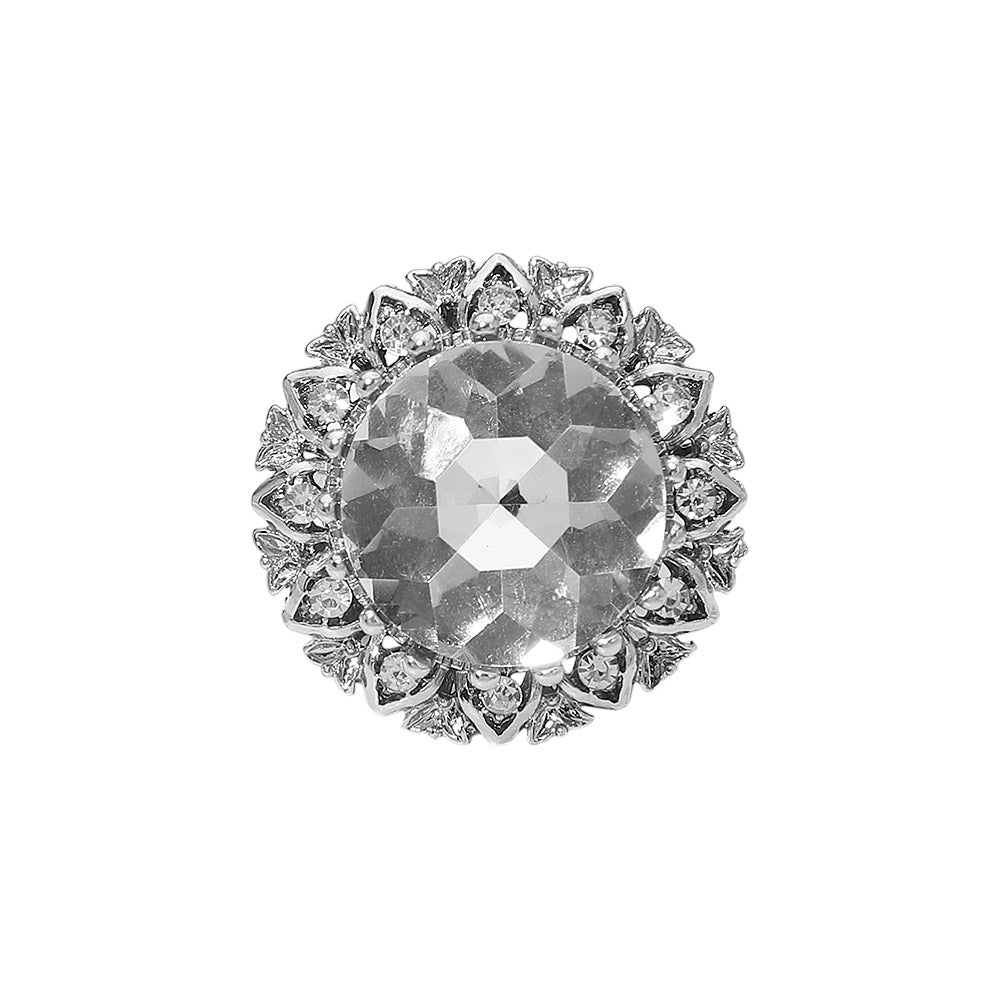 Madeline Love Rhodium Round Center Stone Accent Stretch Ring - Hair Accessories - desc