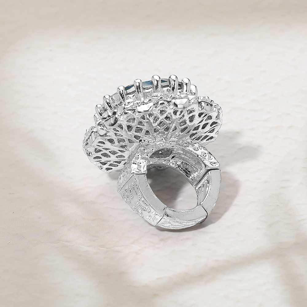 Madeline Love Rhodium Round Center Stone Accent Stretch Ring - Hair Accessories - extra