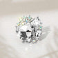 Madeline Love Clear, Rhodium Heart Crystal Cluster Embellished Statement Stretch Ring - Hair Accessories
