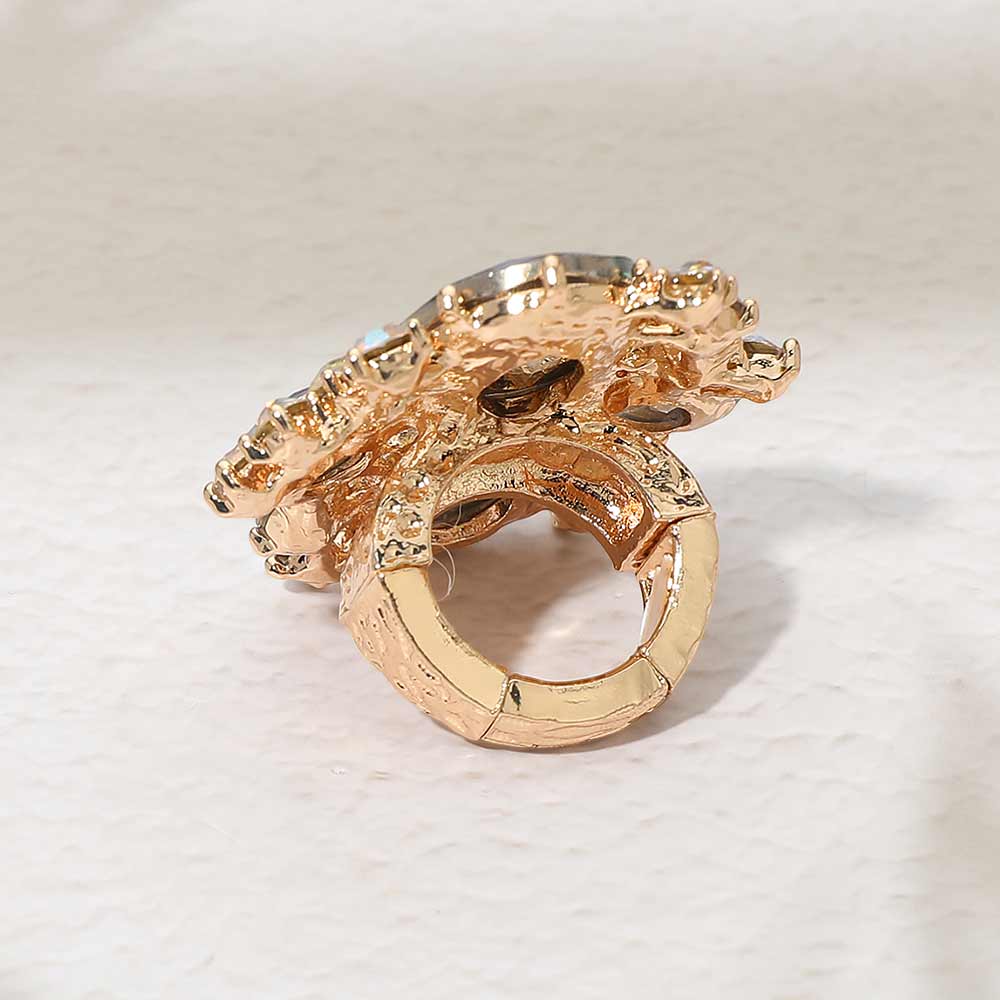 Madeline Love Gold, Vitrail Medium Oval Round Stone Cluster Statement Stretch Ring - Hair Accessories - extra