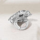 Madeline Love Clear, Rhodium Oval Round Stone Cluster Statement Stretch Ring - Hair Accessories - extra