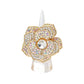 Madeline Love AB, Gold Round Stone Centered Rhinestone Paved Flower Stretch Ring - Hair Accessories - desc