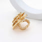 Madeline Love Pink&Green Round Stone Centered Rhinestone Paved Flower Stretch Ring - Hair Accessories - extra