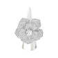 Madeline Love Clear, Silver Round Stone Centered Rhinestone Paved Flower Stretch Ring - Hair Accessories - desc