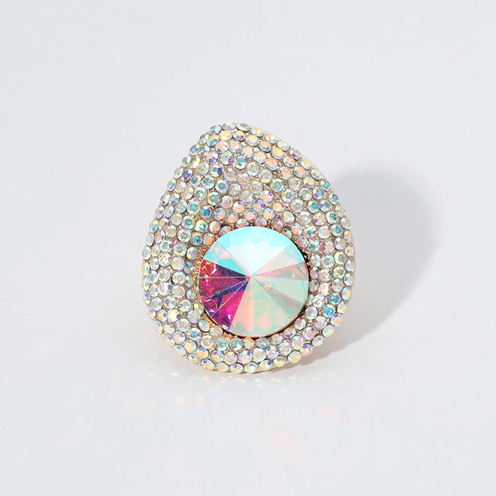 Madeline Love AB, Gold Round Glass Stone Paved Stretch Ring