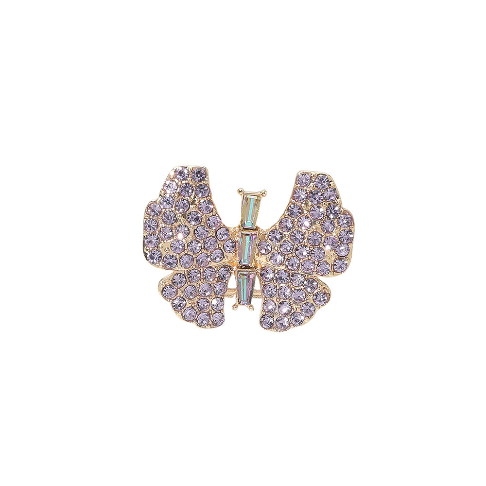 Madeline Love Lavender Rhinestone Pave Butterfly Accent Stretch Ring - Hair Accessories - desc