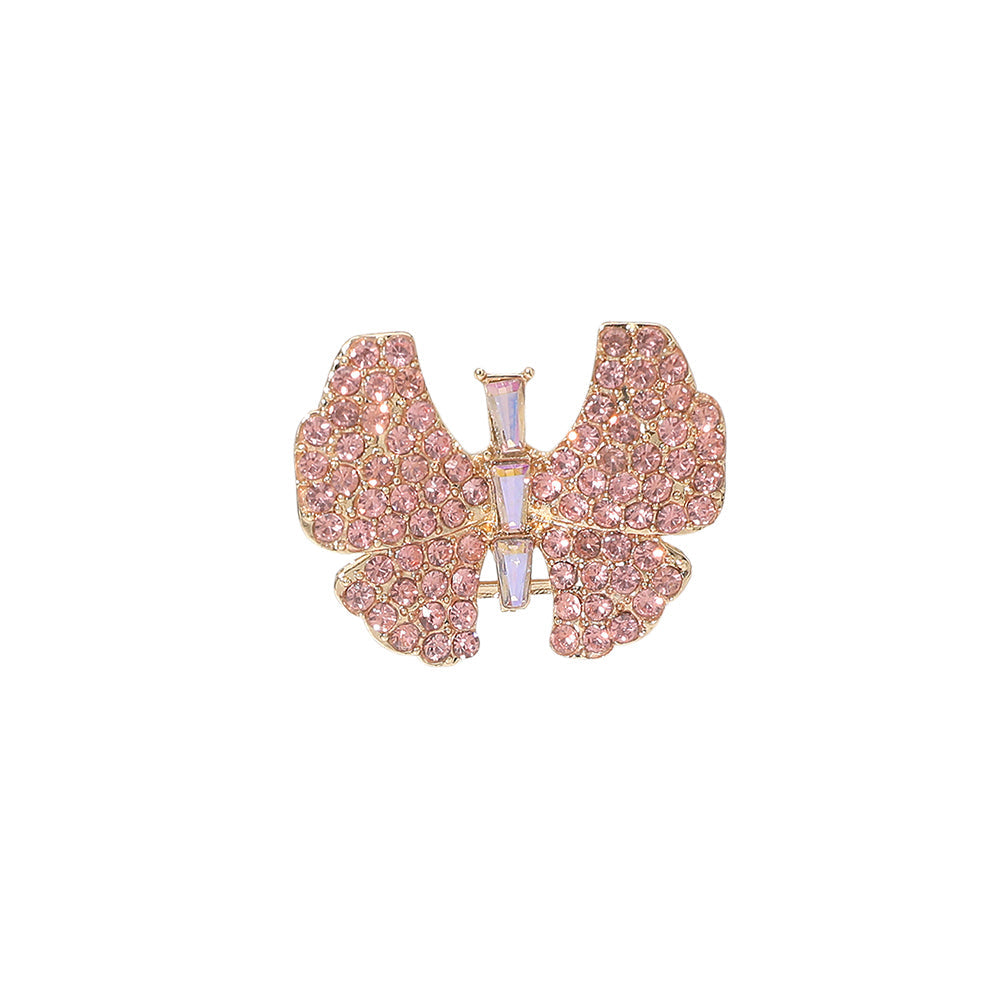 Madeline Love Pink Rhinestone Pave Butterfly Accent Stretch Ring - Hair Accessories - desc