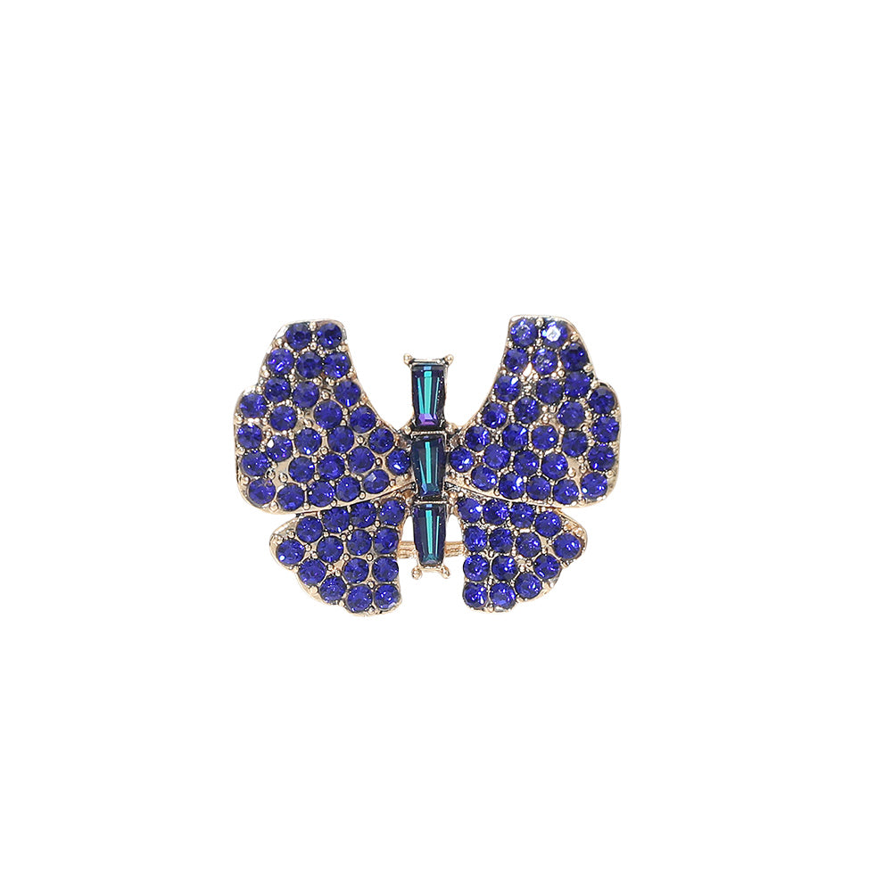 Madeline Love Sapphire Rhinestone Pave Butterfly Accent Stretch Ring - Hair Accessories - desc