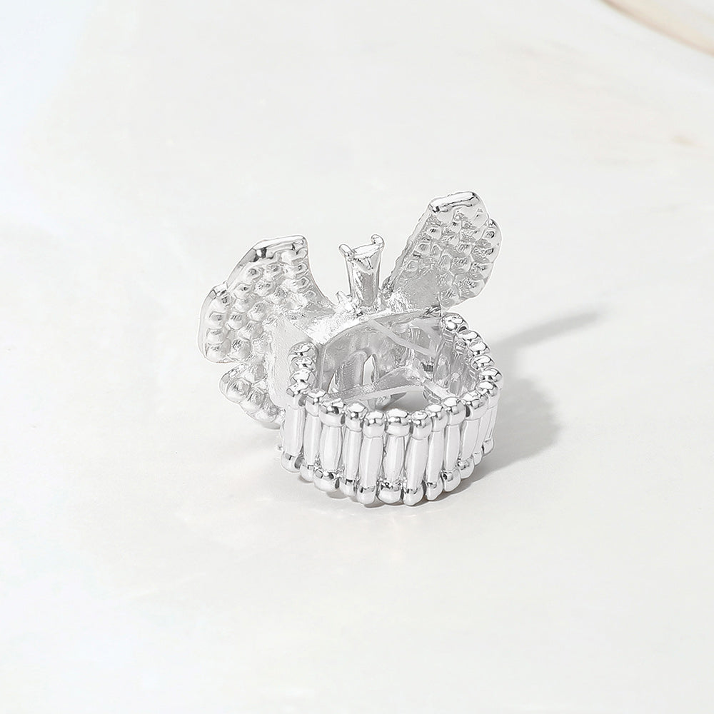 Madeline Love Sapphire Rhinestone Pave Butterfly Accent Stretch Ring - Hair Accessories - extra