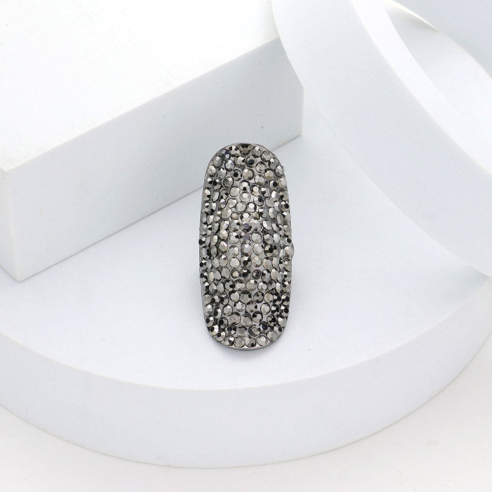 Madeline Love Hematite Crystal Rhinestone Pave Stretch Cocktail Ring