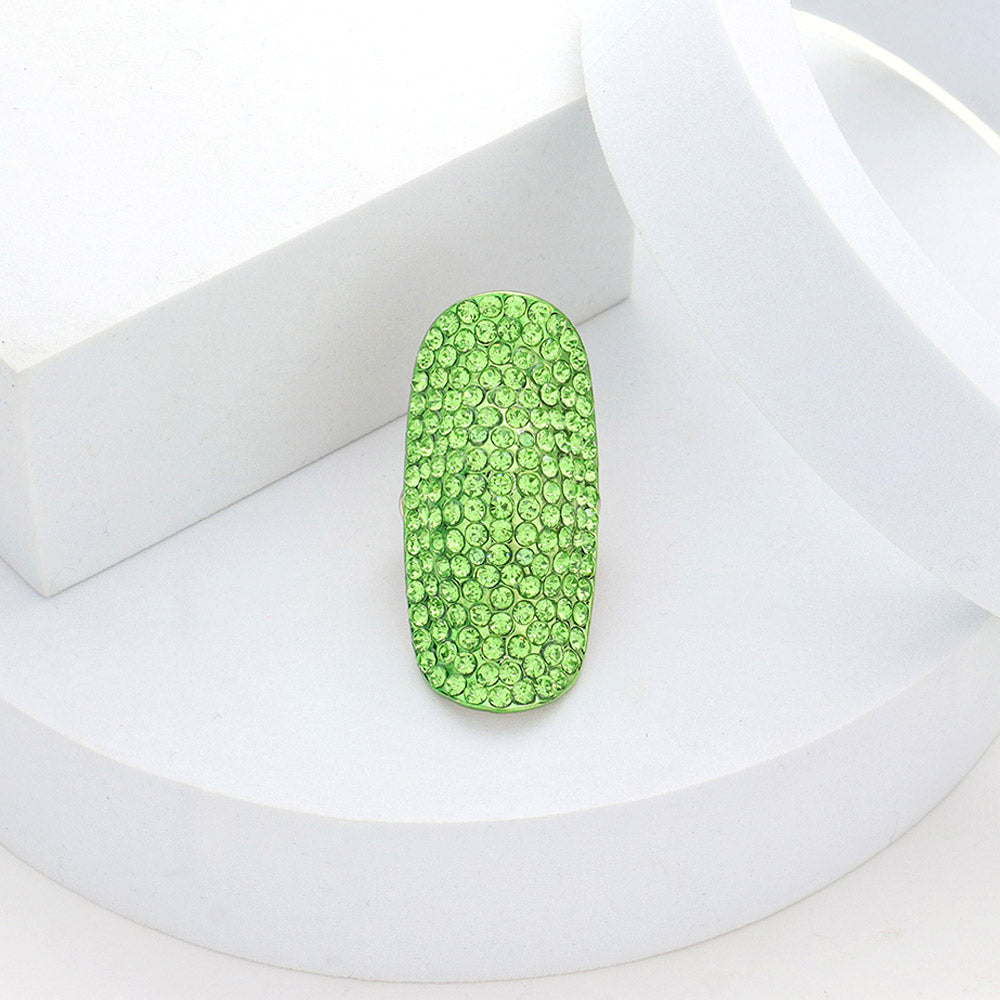 Madeline Love Lime Crystal Rhinestone Pave Stretch Cocktail Ring