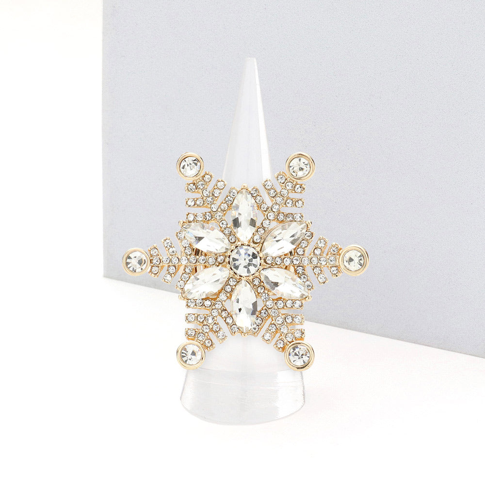 Madeline Love Gold Floral Snowflake Stretch Ring - Jewelry