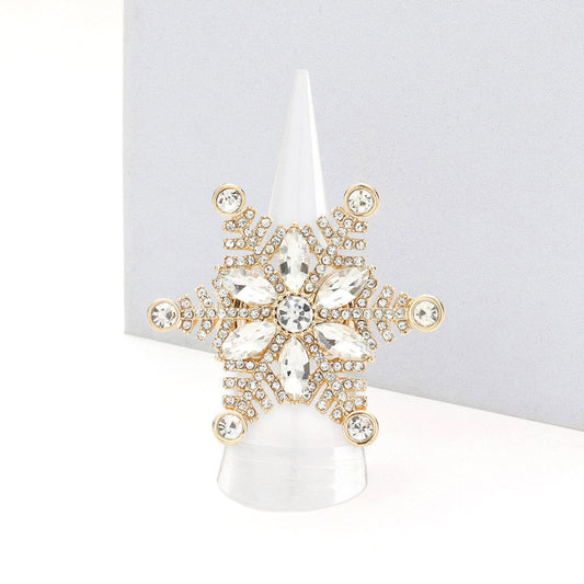 Madeline Love Gold Floral Snowflake Stretch Ring - Jewelry