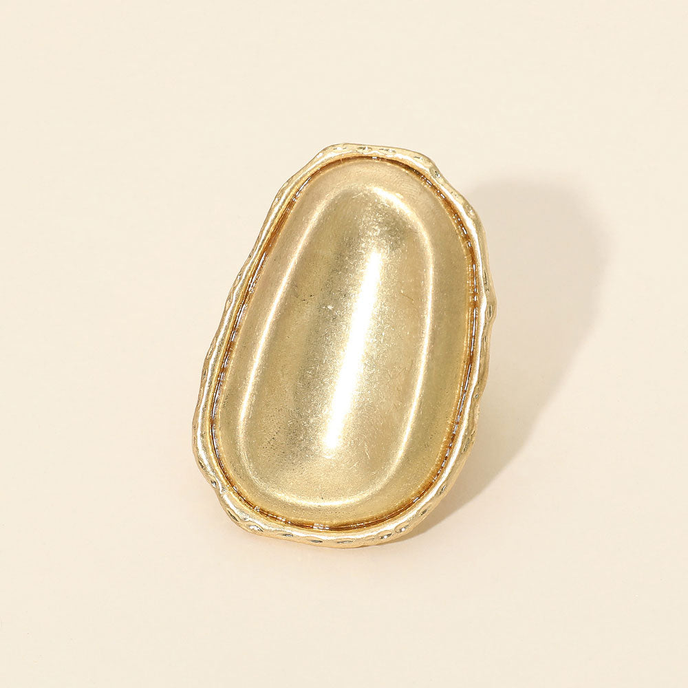 Madeline Love Gold Oversized Brushed Metal Oval Stretch Statement Ring