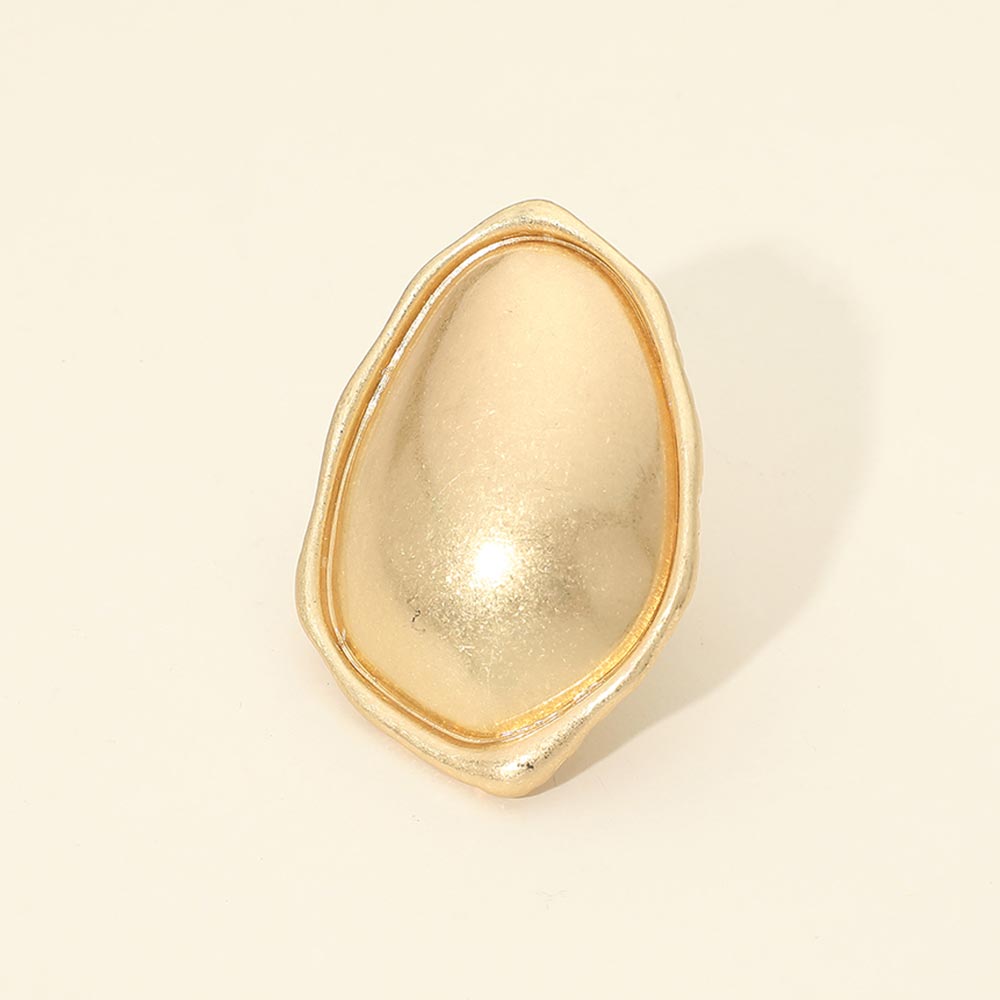 Madeline Love Gold Bold Brushed Metal Oval Dome Stretch Ring