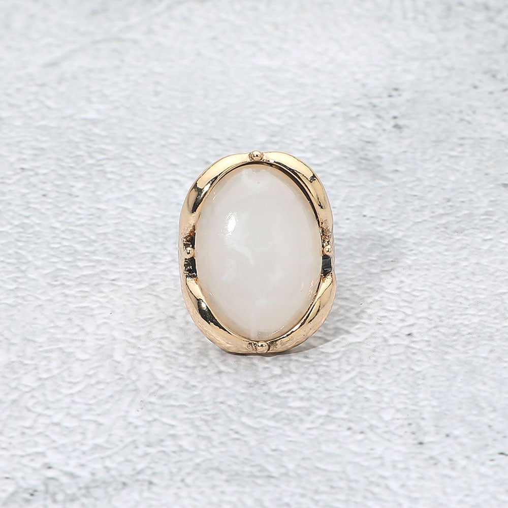 Madeline Love Antique Gold, Ivory Oval Stone Accent Adjustable Statement Ring - Jewelry