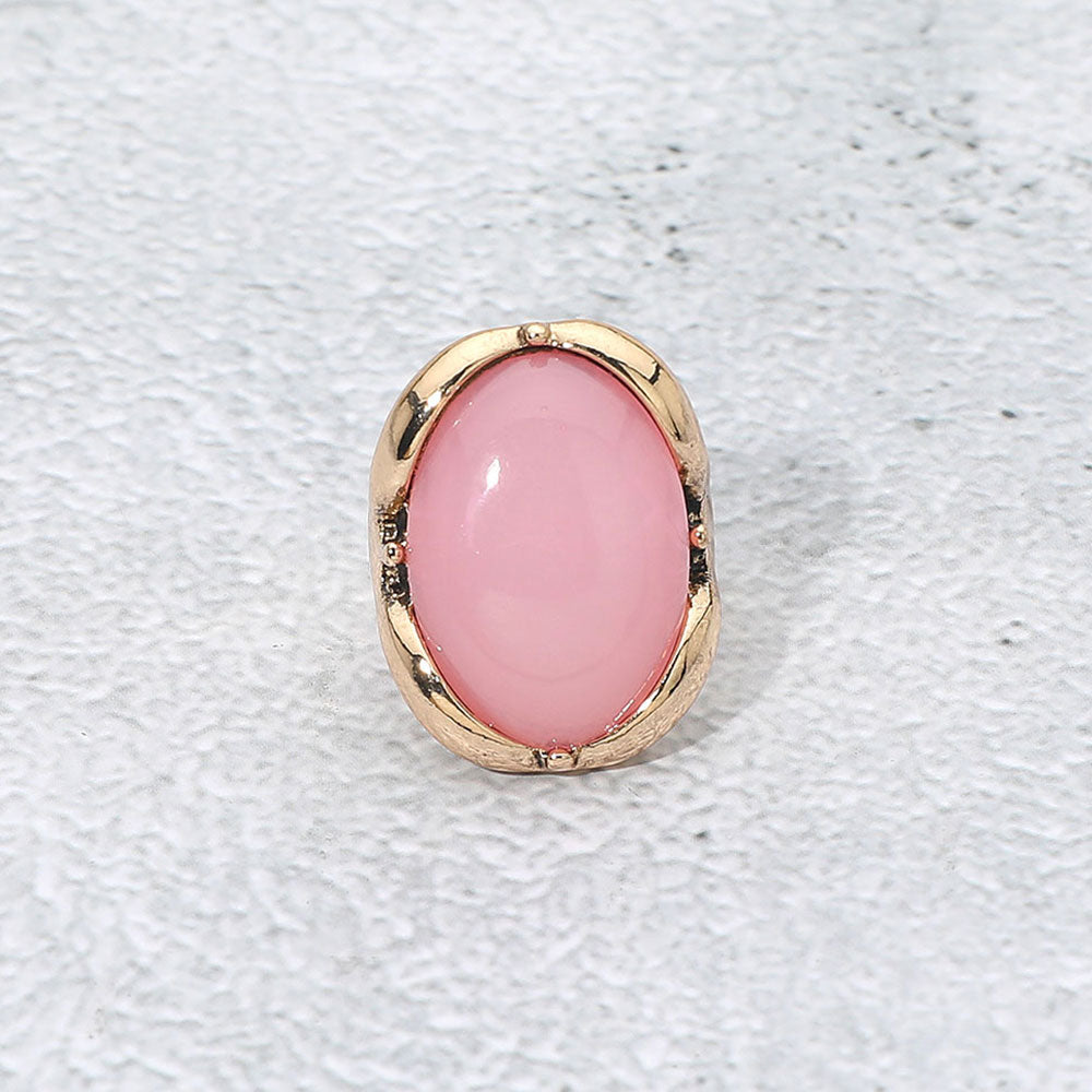 Madeline Love Antique Gold, Pink Oval Stone Accent Adjustable Statement Ring - Jewelry