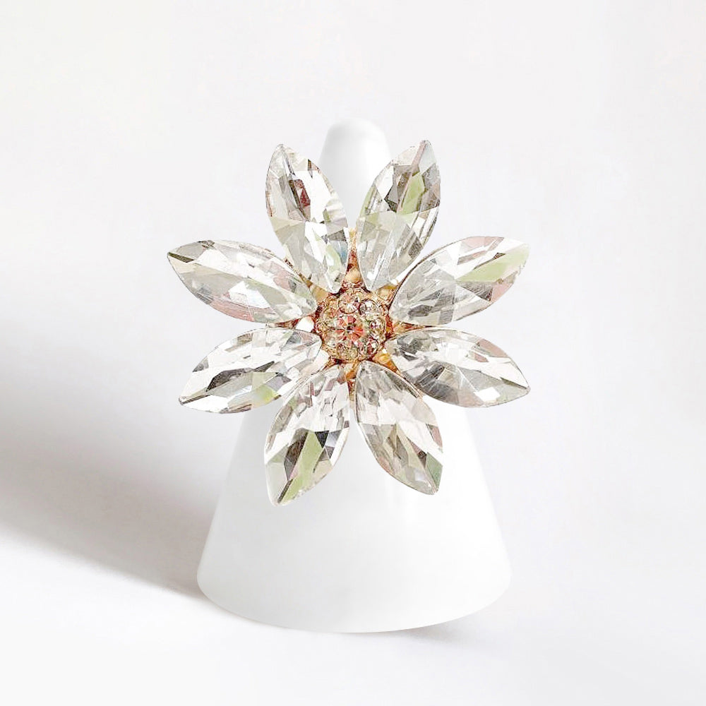 Madeline Love Gold Marquise Stone Flower Stretch Ring