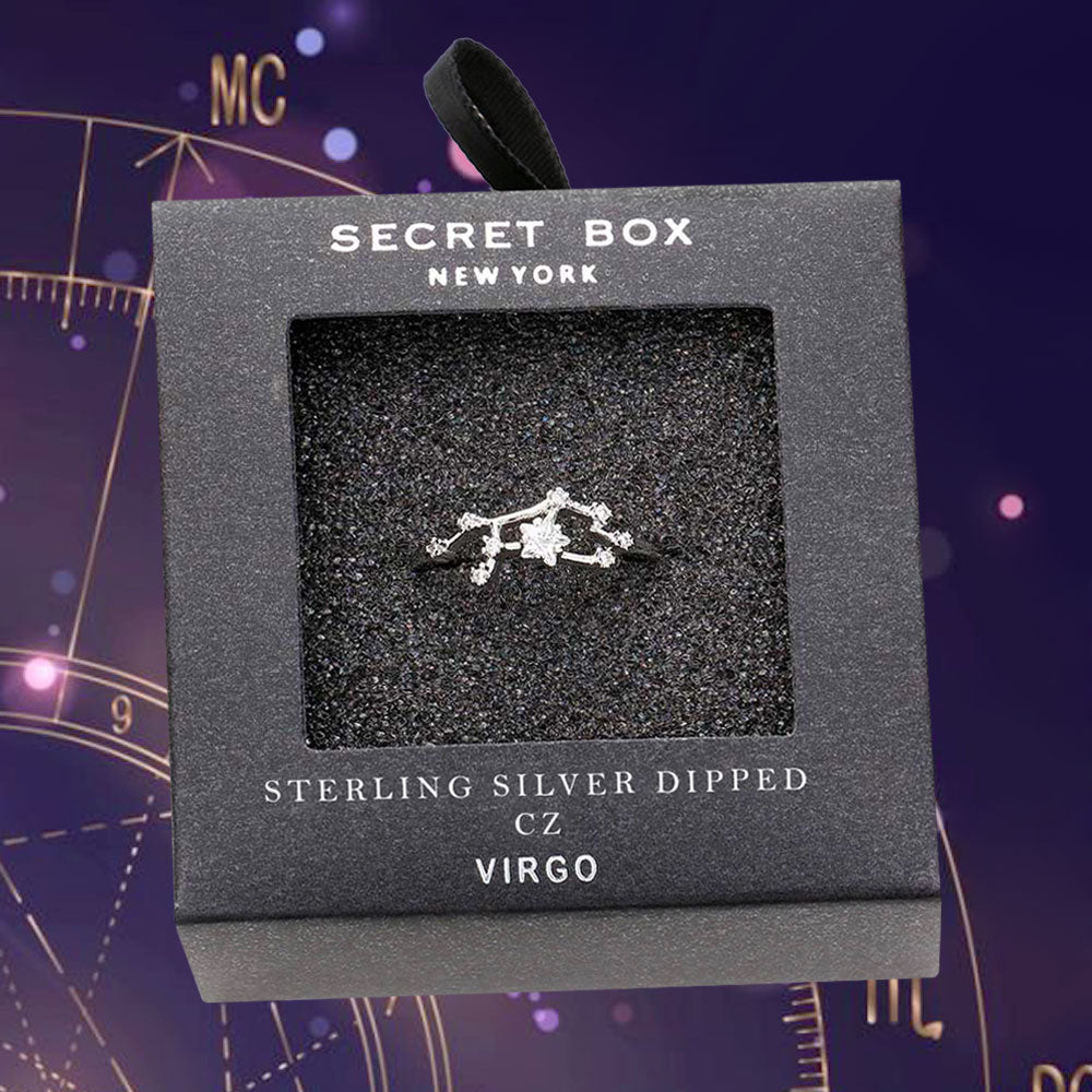 Madeline Love Silver Secret Box _ Sterling Silver Dipped CZ Zodiac Sign Virgo Ring - Jewelry