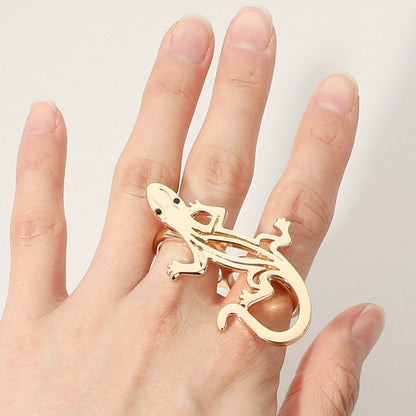 Madeline Love Gold SECRET BOX_14K Gold Dipped Lizard Two Finger Ring - Hair Accessories