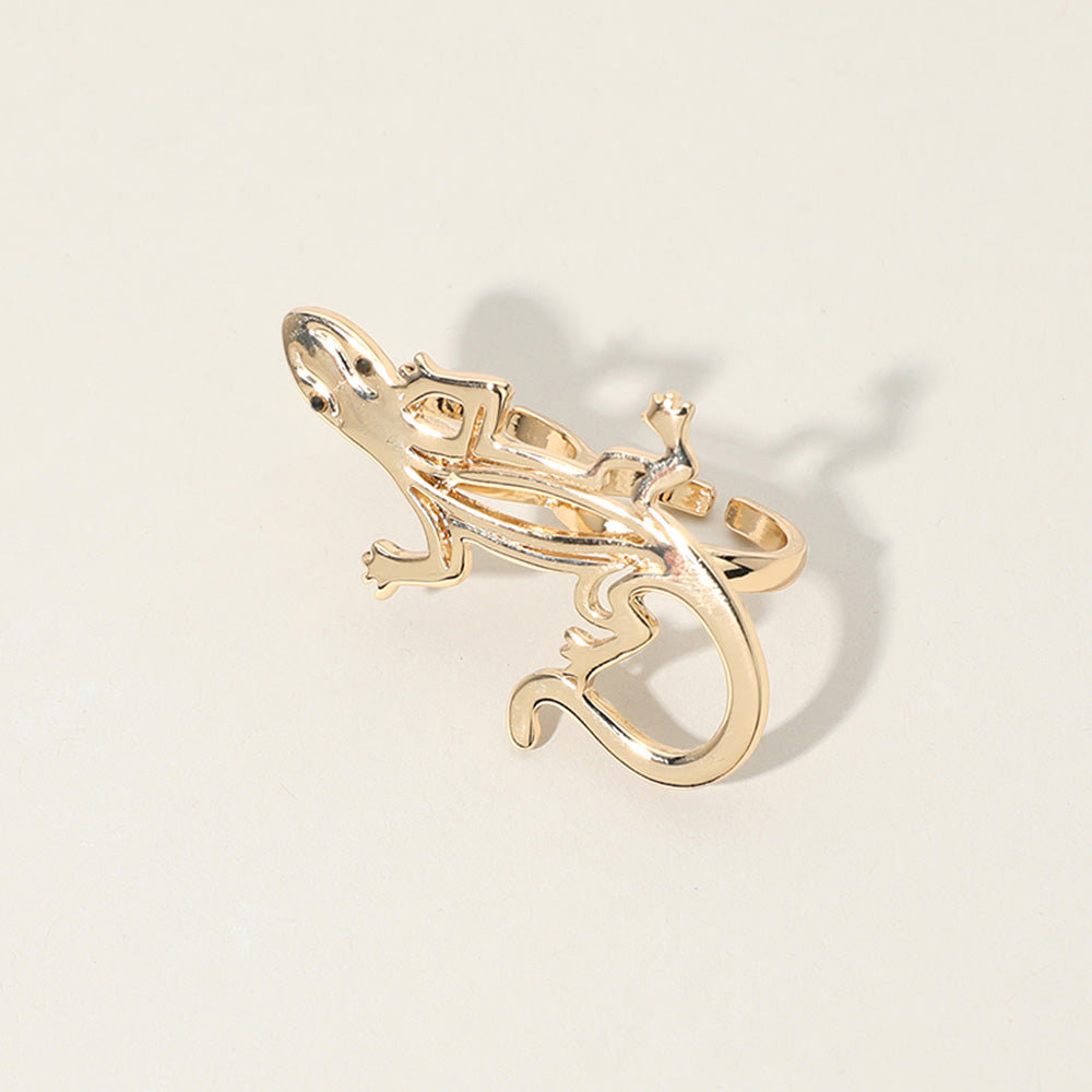 Madeline Love Gold SECRET BOX_14K Gold Dipped Lizard Two Finger Ring - Hair Accessories - desc