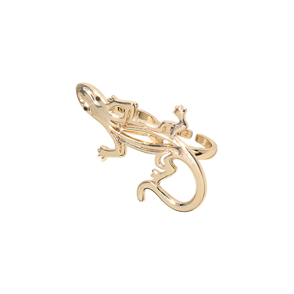 Madeline Love Gold SECRET BOX_14K Gold Dipped Lizard Two Finger Ring - Hair Accessories - extra
