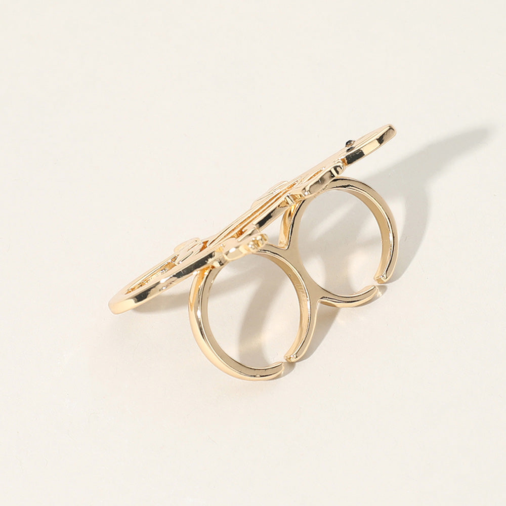 Madeline Love Gold SECRET BOX_14K Gold Dipped Lizard Two Finger Ring - Hair Accessories - extra