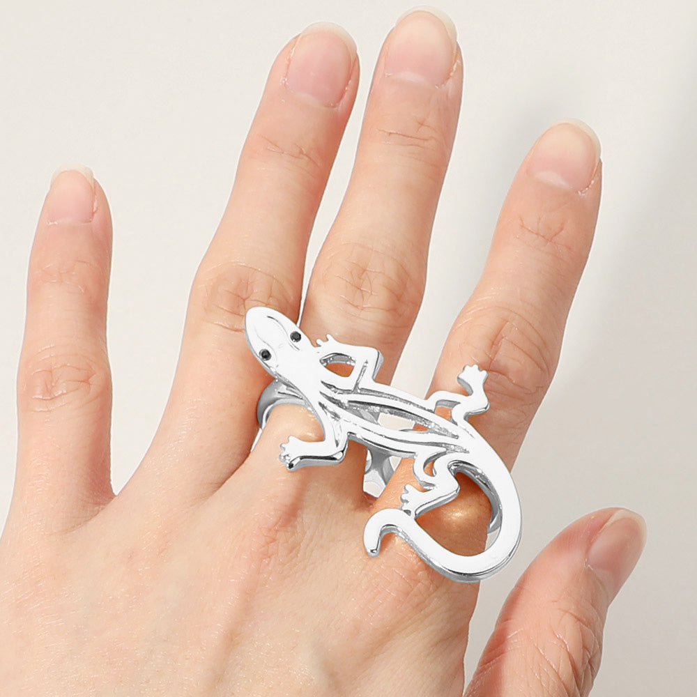 Madeline Love Rhodium SECRET BOX_Sterling Silver Dipped Lizard Two Finger Ring - Hair Accessories - extra
