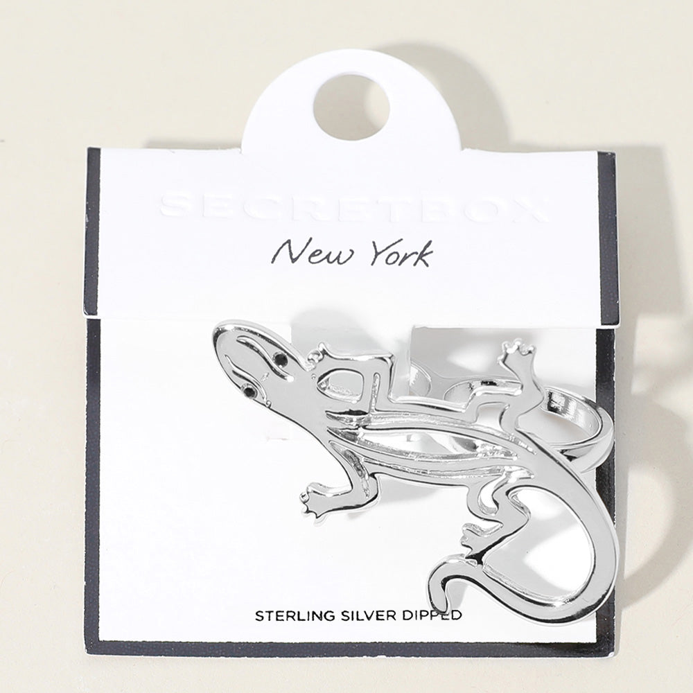 Madeline Love Rhodium SECRET BOX_Sterling Silver Dipped Lizard Two Finger Ring - Hair Accessories - extra