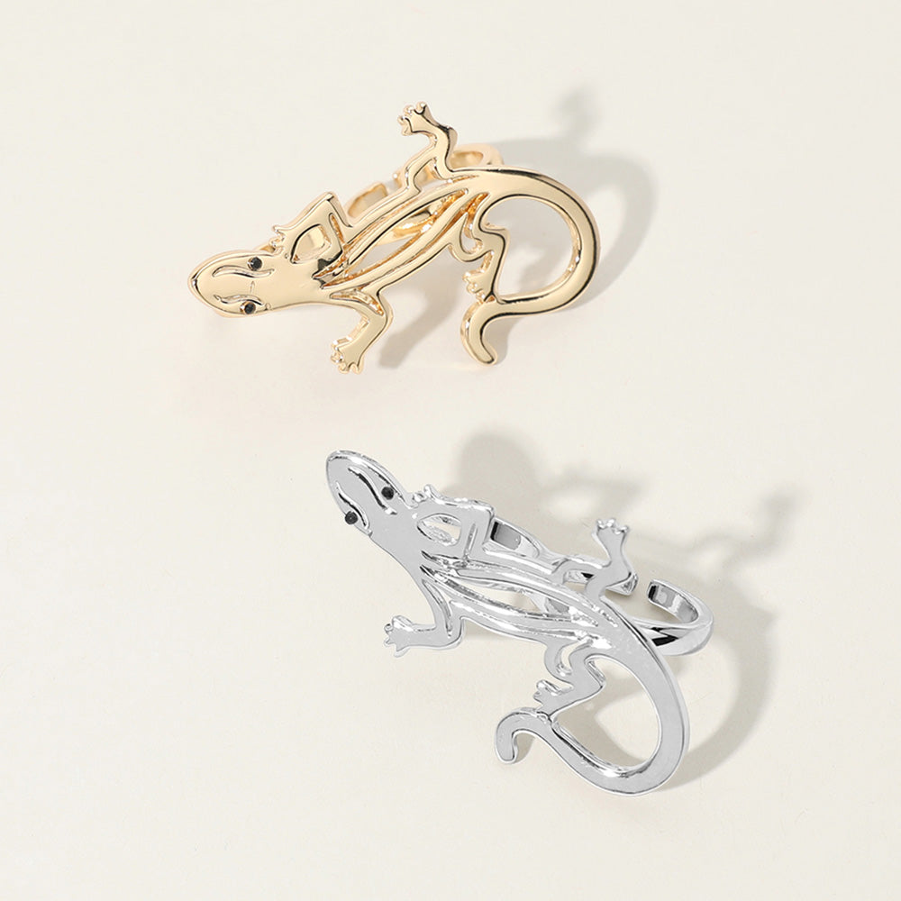 Madeline Love Rhodium SECRET BOX_Sterling Silver Dipped Lizard Two Finger Ring - Hair Accessories - extra