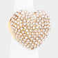 Heart Crystal Rhinestone Pave Stretch Ring - Free Sized Rings